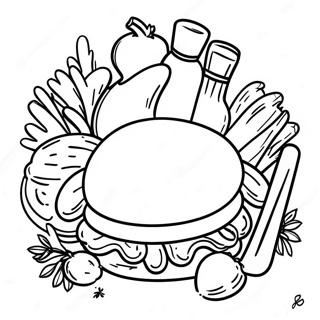 Delicious BBQ Feast Coloring Page | BBQ 塗色頁
