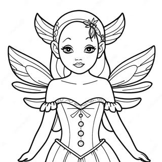 Elegant Gothic Fairy with Wings Coloring Page | Gothic Fairy Mythical Creature for Adults 塗色頁