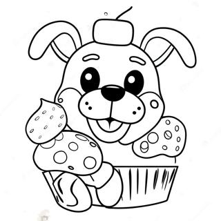 Chica FNAF with Cupcake Coloring Page