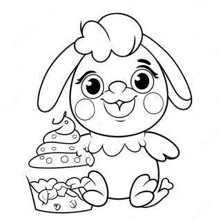 Cute Toy Chica with Cupcake Coloring Page | Toy Chica 塗色頁