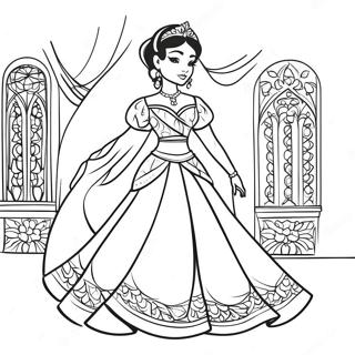 Jasmine in a Beautiful Dress Coloring Page | Jasmine and Rajah 塗色頁