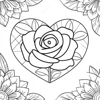 Love Heart Rose Coloring Pages