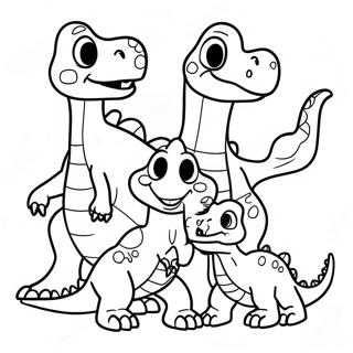 Friendly Dinosaur Family Coloring Page | Dino Ranch 塗色頁