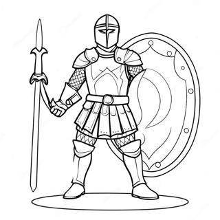 Brave Knight with Shield Coloring Page | Courage 塗色頁