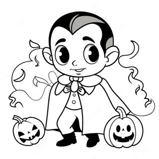 Cute Dracula with a Pumpkin Coloring Page | Dracula 塗色頁