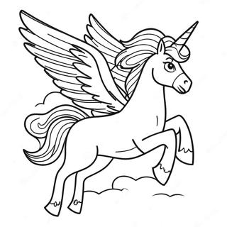 Majestic Pegasus in Flight Coloring Page | Pegasus 塗色頁