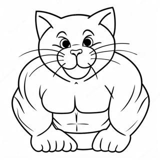 Meowscles Flexing Muscles Coloring Page | Meowscles 塗色頁