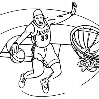 Lakers Player Dunking Coloring Page | Lakers 塗色頁