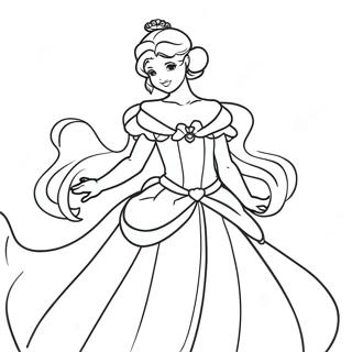 Elegant Princess Serenity in Gown Coloring Page