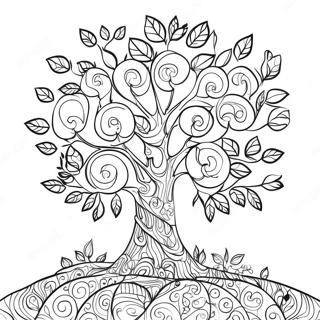 Colorful Family Tree with Leaves Coloring Page | Family Tree 塗色頁