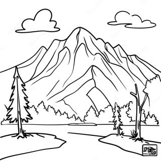 Realistic Mountain Landscape Coloring Page | Realistic Mountain 塗色頁