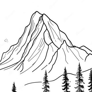 Majestic Snow-Capped Mountain Coloring Page | Realistic Mountain 塗色頁