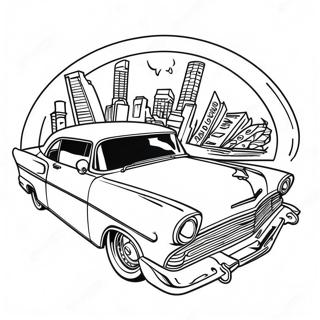 Chicano Lowrider Classic Car Coloring Page | Chicano Lowrider 塗色頁