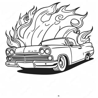 Chicano Lowrider with Flames Coloring Page | Chicano Lowrider 塗色頁
