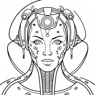 Futuristic Cyborg with Laser Eyes Coloring Page | Cyborg 塗色頁