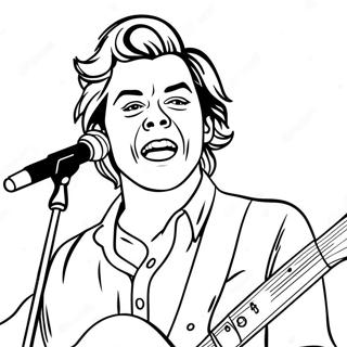 Harry Styles Singing Coloring Page | One Direction 塗色頁