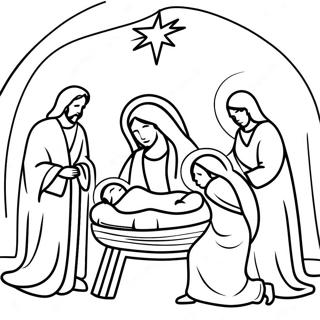 Nativity Scene Coloring Page | Christmas Bible 塗色頁