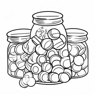 Colorful Candy Jars Coloring Page | Candy Shop 塗色頁