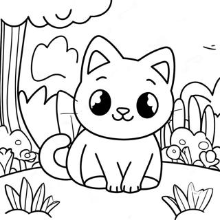 Playful Nature Cat in a Colorful Garden Coloring Page | Nature Cat 塗色頁