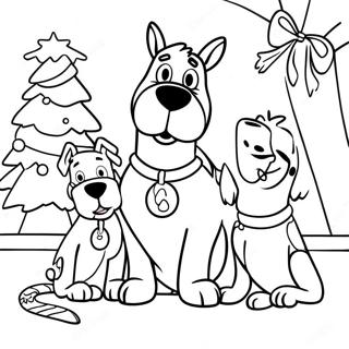 Scooby Doo Festive Scene Coloring Page | Scooby Doo Christmas 塗色頁