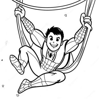 Spider-Man Tom Holland Swinging Coloring Page | Tom Holland 塗色頁