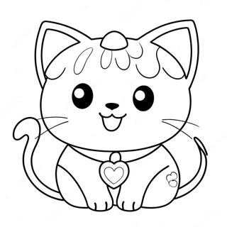 Cute Anime Cat Coloring Page | Anime Animals 塗色頁
