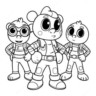Mikey with His Friends Coloring Page