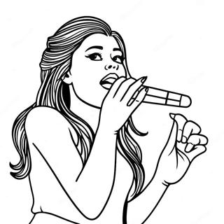 Selena Gomez Singing on Stage Coloring Page | Selena Gomez 塗色頁
