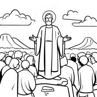 Peaceful Sermon on the Mount Scene Coloring Page | Sermon on the Mount 塗色頁