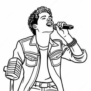 Bruno Mars Singing on Stage Coloring Page | Bruno Mars 塗色頁