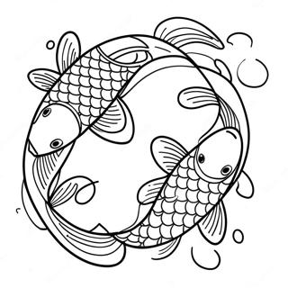 Koi Fish Swimming in a Pond Coloring Page | Koi Fish 塗色頁
