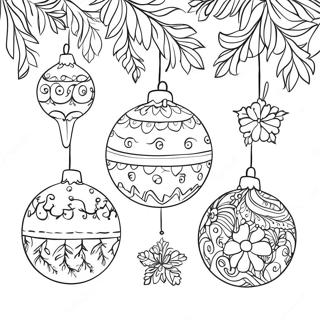 Charming Aesthetic Christmas Ornaments Coloring Page | Aesthetic Christmas 塗色頁