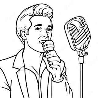 Famous Singer with Microphone Coloring Page | Music Artist 塗色頁