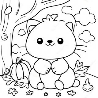 Cute Autumn Animals Coloring Page | Kids Fall 塗色頁