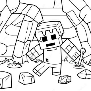 Creepy Minecraft Zombie in Cave Coloring Page | Minecraft Zombie 塗色頁