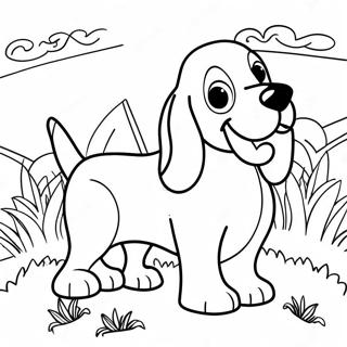 Playful Basset Hound in Grass Coloring Page | Basset Hound 塗色頁