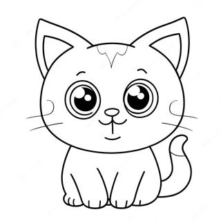Cute Kawaii Cat with Big Eyes Coloring Page | Kawaii Cats 塗色頁