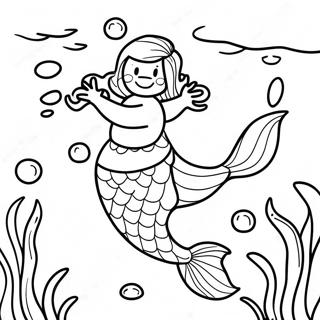 Colorful Merman Underwater Scene Coloring Page | Merman 塗色頁