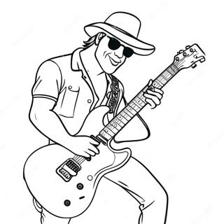 Cool Rockstar with Electric Guitar Coloring Page