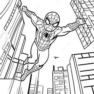 Spider Man Swinging Through City Coloring Page | Ultimate Spider Man 塗色頁