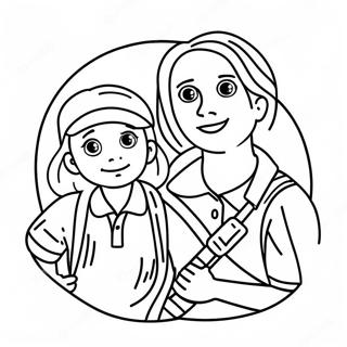 Adventurous Mom and Son Coloring Page | Mom and Son 塗色頁