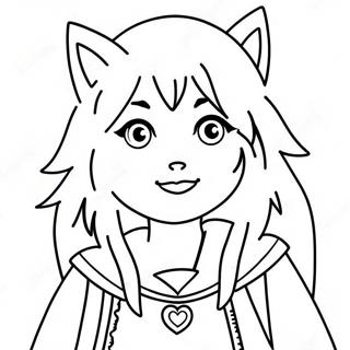 Wolf Girl Anime Coloring Page | Wolf Girl Anime 塗色頁