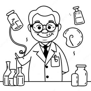 Funny Scientist in Lab Coat Coloring Page | Science Lab 塗色頁