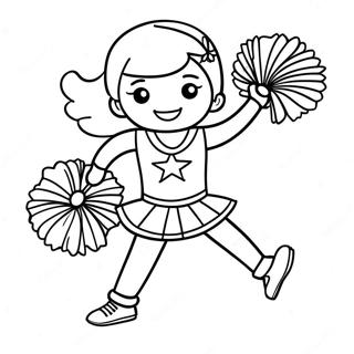All Star Cheerleader in Uniform Coloring Page