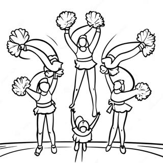 Cheerleading Squad Performing Stunts Coloring Page