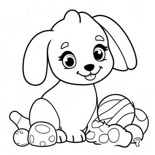 Cute Puppy Barbie Dog Playing with Toys Coloring Page | Puppy Barbie Dog 塗色頁