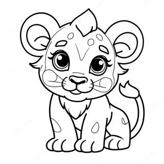 Cute Lion Cub with Big Eyes Coloring Page | Lion Cub 塗色頁