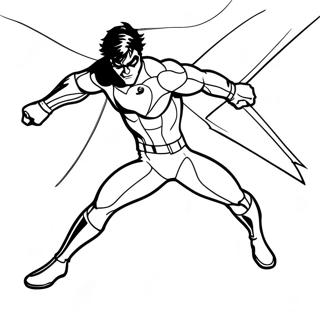 Dynamic Nightwing Flying Coloring Page | Nightwing Wings of Fire 塗色頁