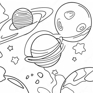 Space Scene with Planets Coloring Page | Space for Adults 塗色頁