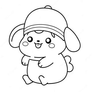 Cute Pompompurin with a Hat Coloring Page | Pompompurin 塗色頁